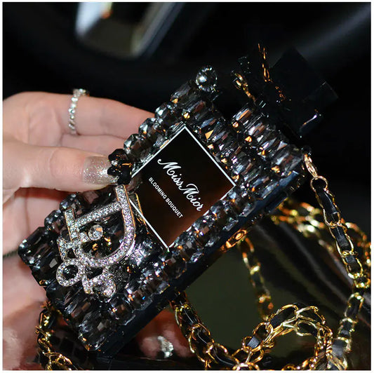 Perfume Bottle Bow Phone Case with Rhinestones